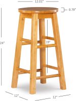 Natural round bar stool, 24 inches - Image 2